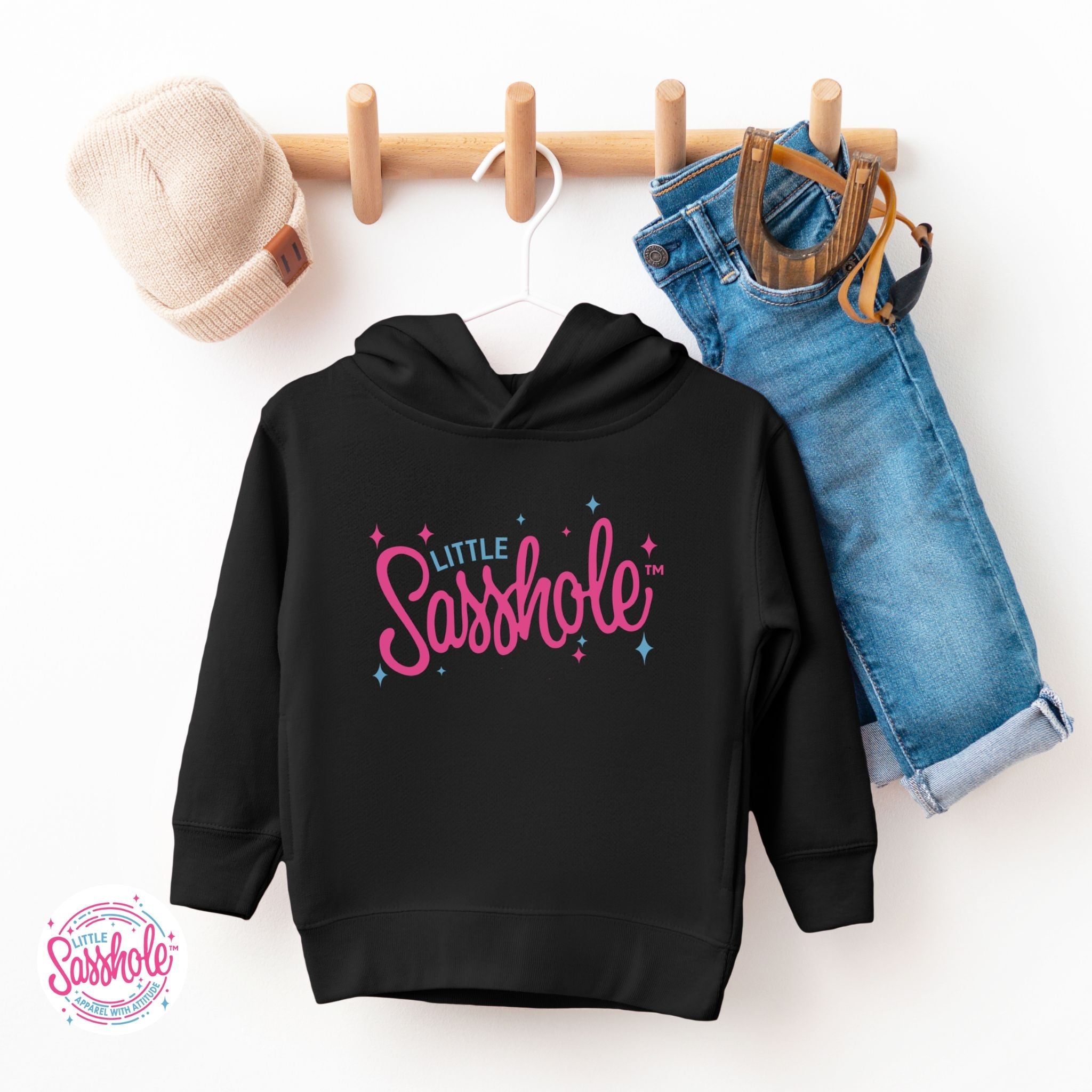 Image of Sparkle in Style: Little Sasshole™ Cute Toddler Hoodie - Funny Graphic Tee by Sasshole® Clothing