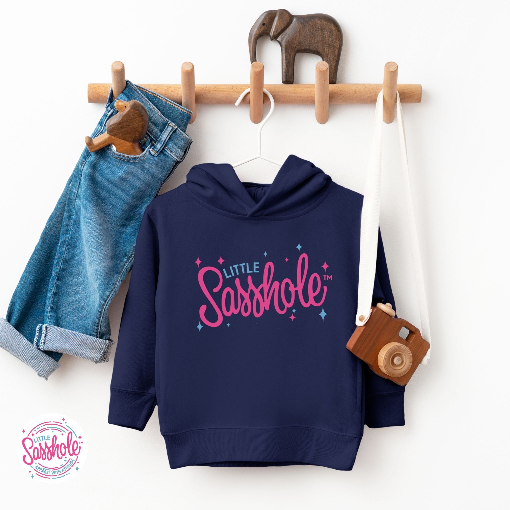 Image of Sparkle in Style: Little Sasshole™ Cute Toddler Hoodie - Funny Graphic Tee by Sasshole® Clothing