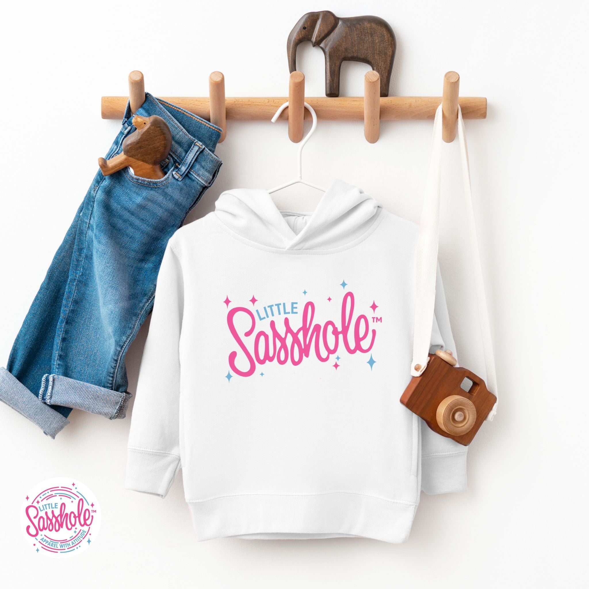 Image of Sparkle in Style: Little Sasshole™ Cute Toddler Hoodie - Funny Graphic Tee by Sasshole® Clothing