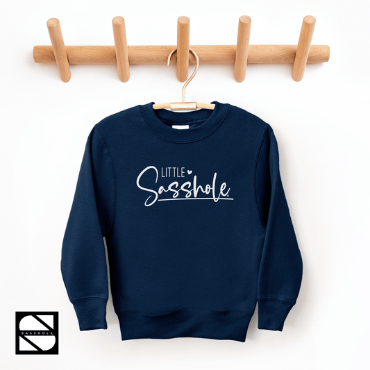 Sweat & Sassy: Little Sasshole™ Youth Girls Playful Pullover Sweatshirt - Funny Graphic Tee by Sasshole® Clothing