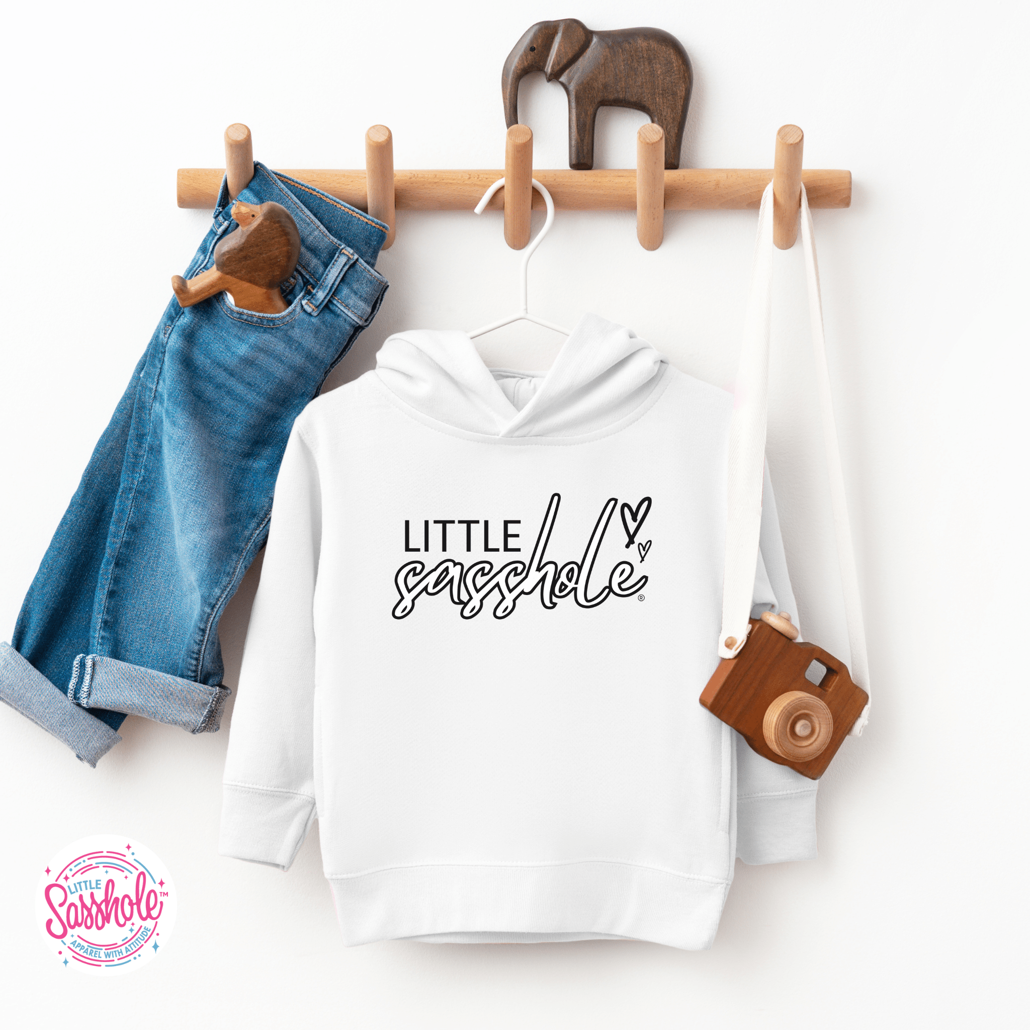 Image of Sweet & Sassy: Little Sasshole® Hearts Toddler Hoodies - Funny Graphic Tee by Sasshole® Clothing