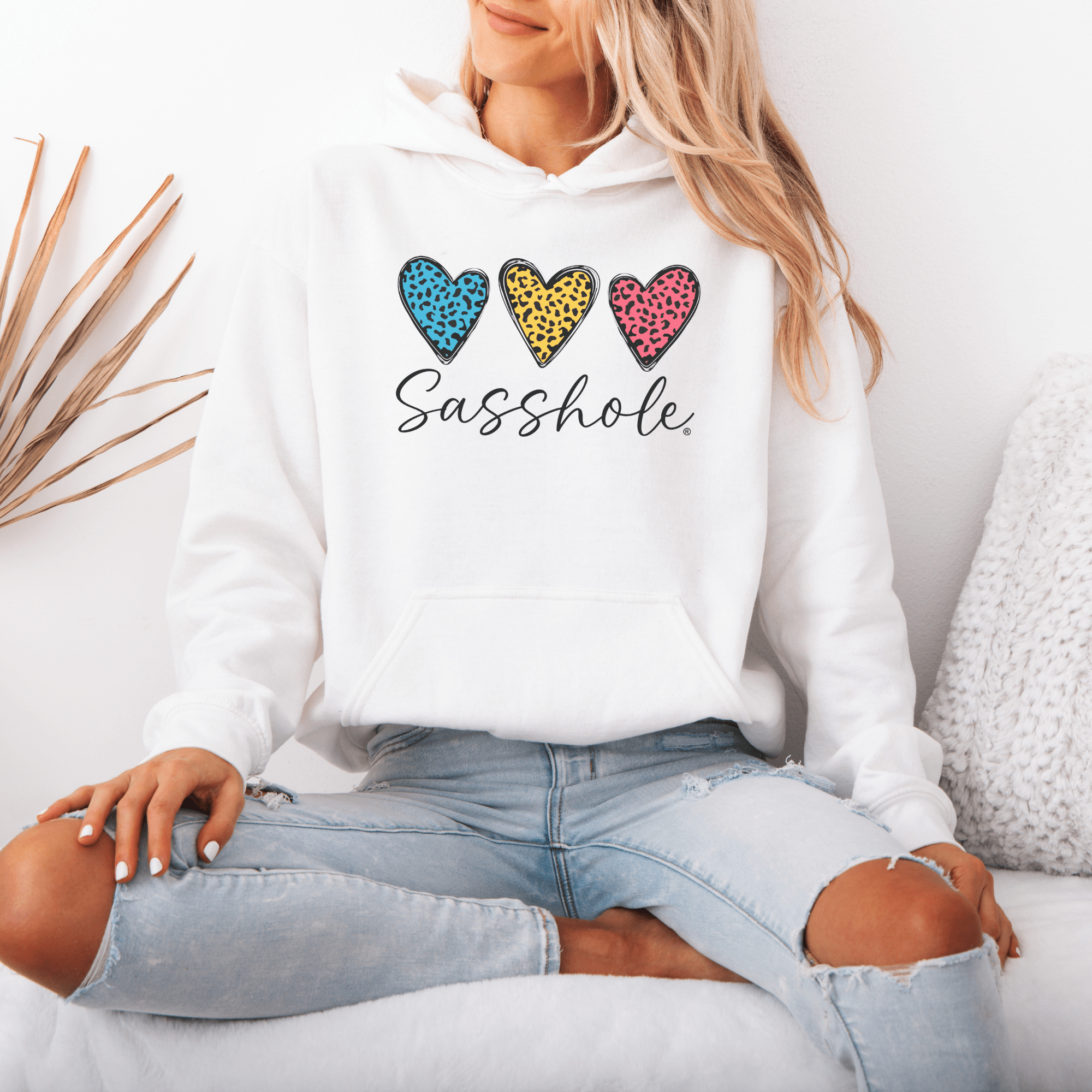 Image of Three Hearts - One Attitude: Sasshole® Women's Hoodie - Funny Graphic Tee by Sasshole® Clothing