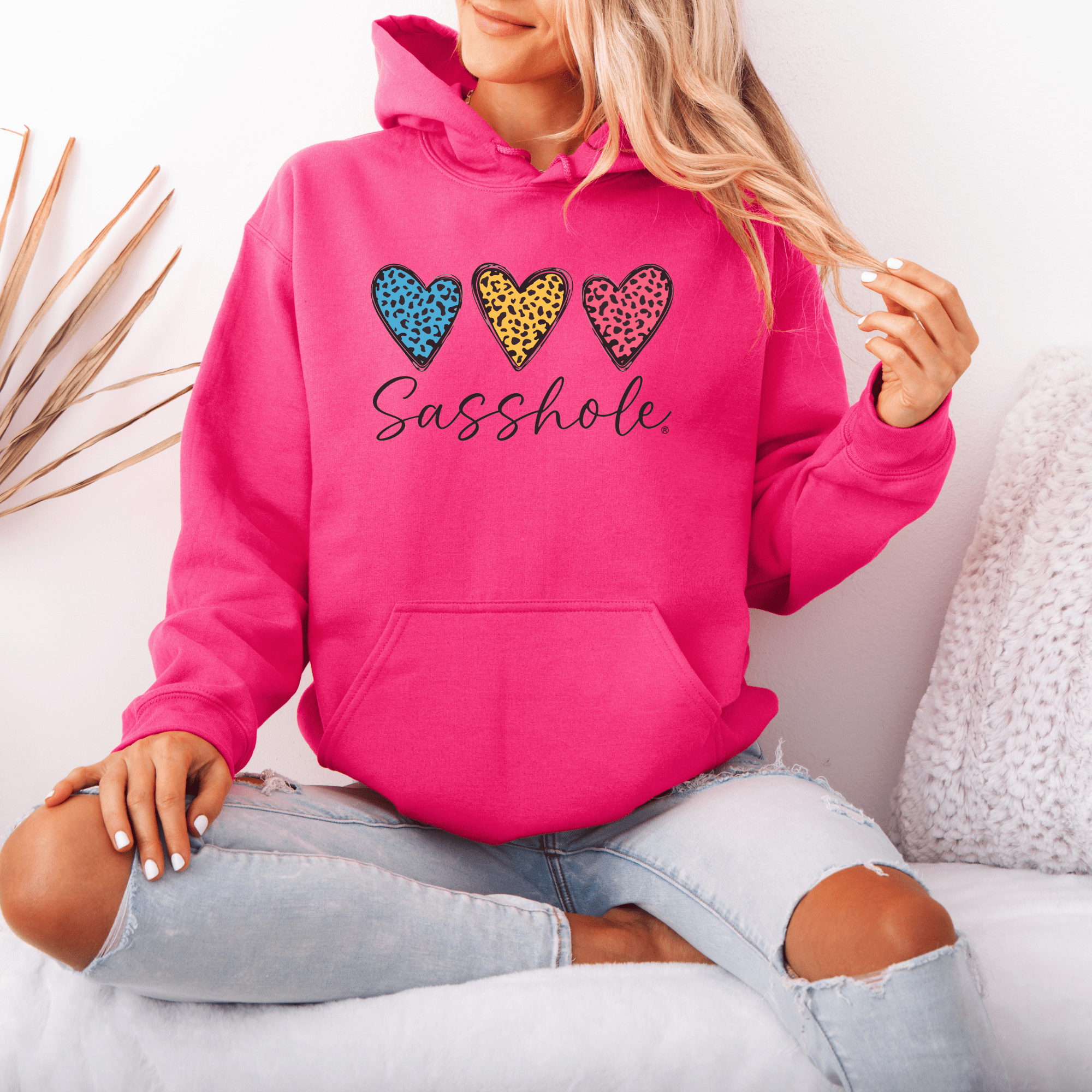 Image of Three Hearts - One Attitude: Sasshole® Women's Hoodie - Funny Graphic Tee by Sasshole® Clothing