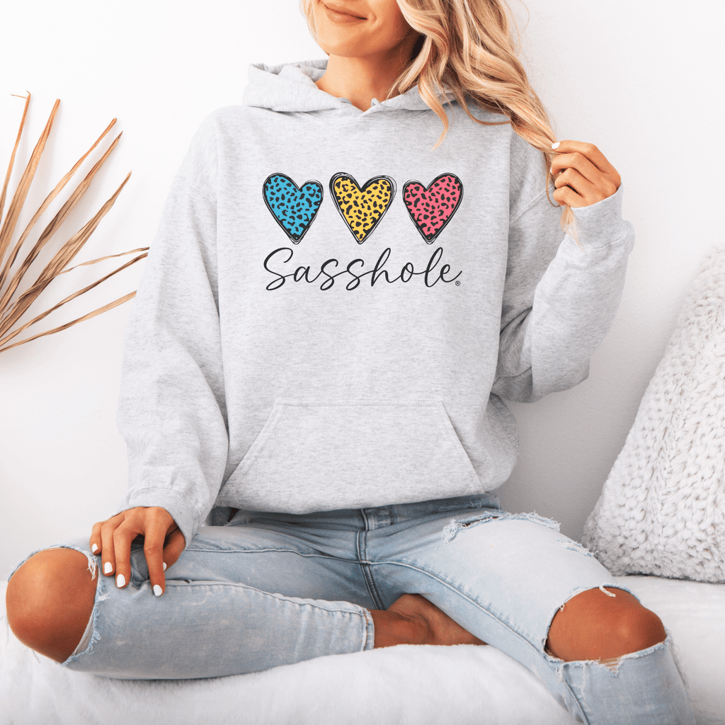 Three Hearts - One Attitude: Sasshole® Women's Hoodie - Funny Graphic Tee by Sasshole® Clothing