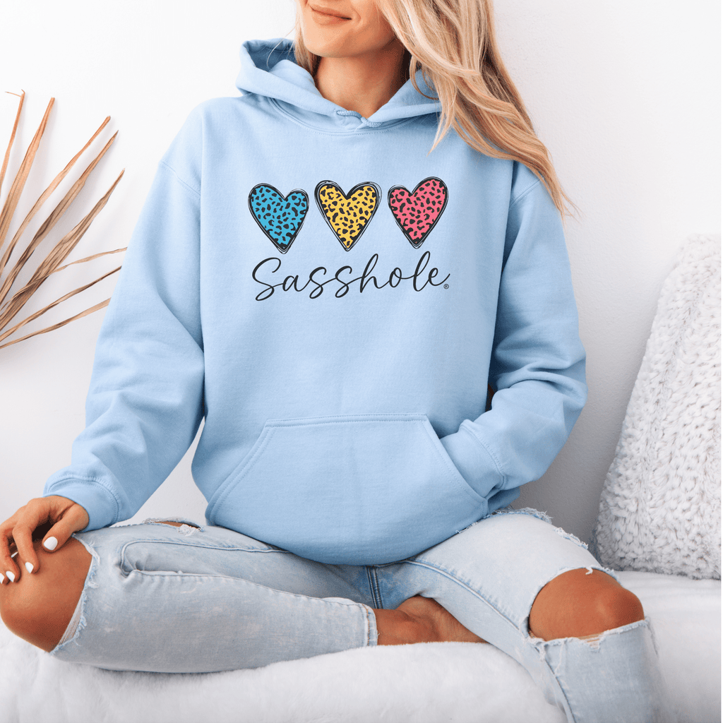 Three Hearts - One Attitude: Sasshole® Women's Hoodie - Funny Graphic Tee by Sasshole® Clothing