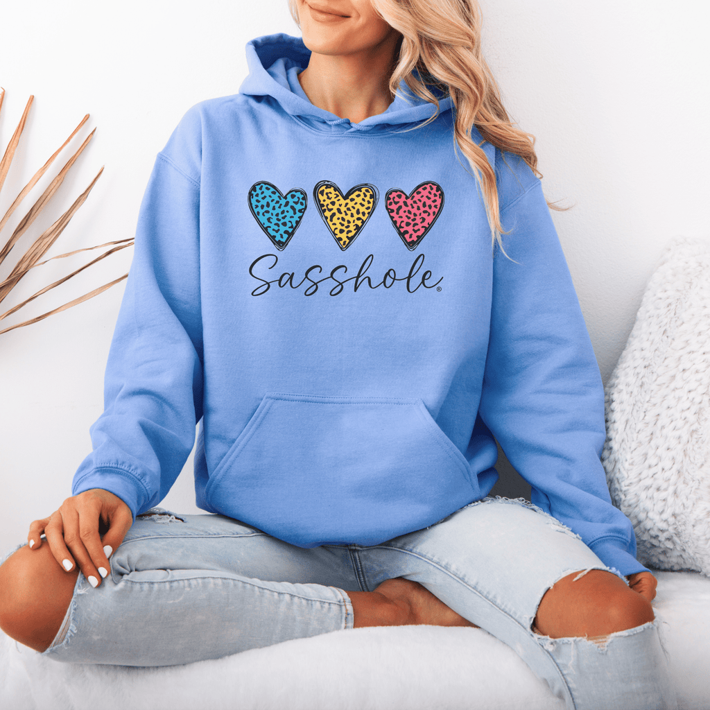 Three Hearts - One Attitude: Sasshole® Women's Hoodie - Funny Graphic Tee by Sasshole® Clothing
