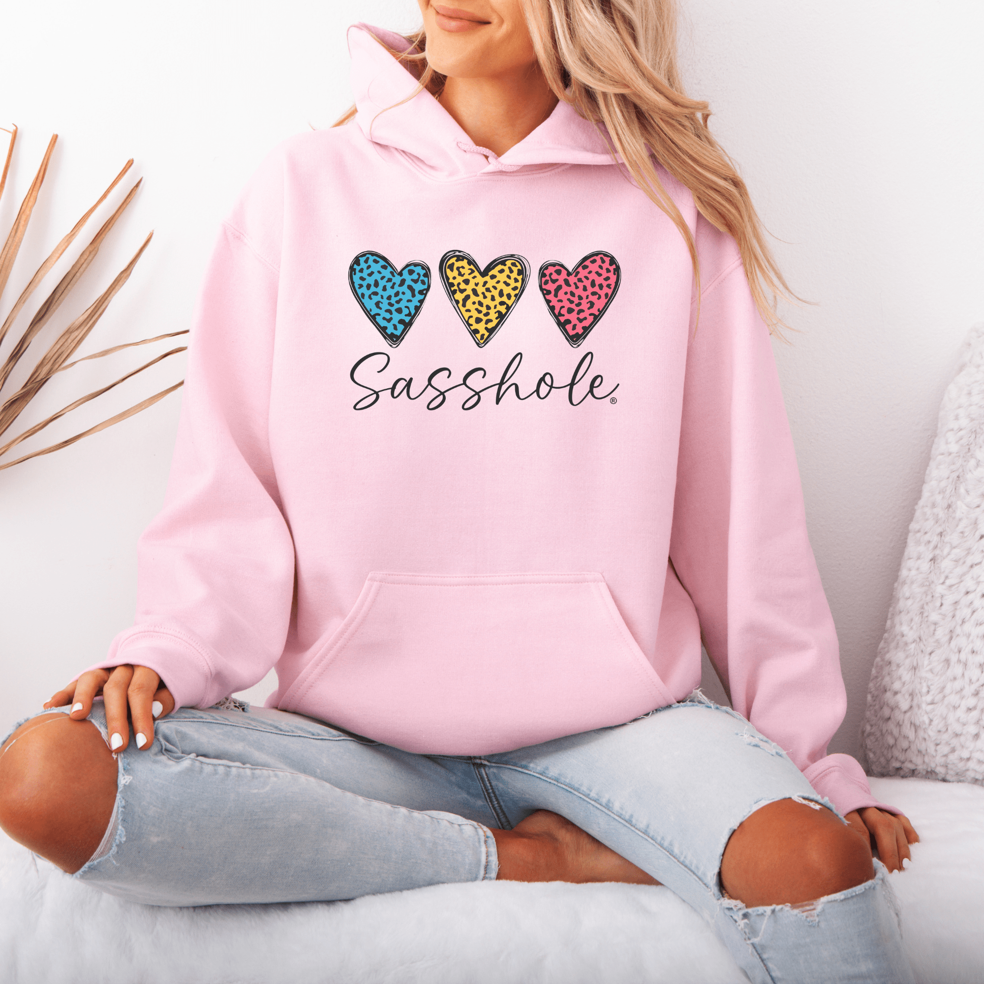 Three Hearts - One Attitude: Sasshole® Women's Hoodie - Funny Graphic Tee by Sasshole® Clothing