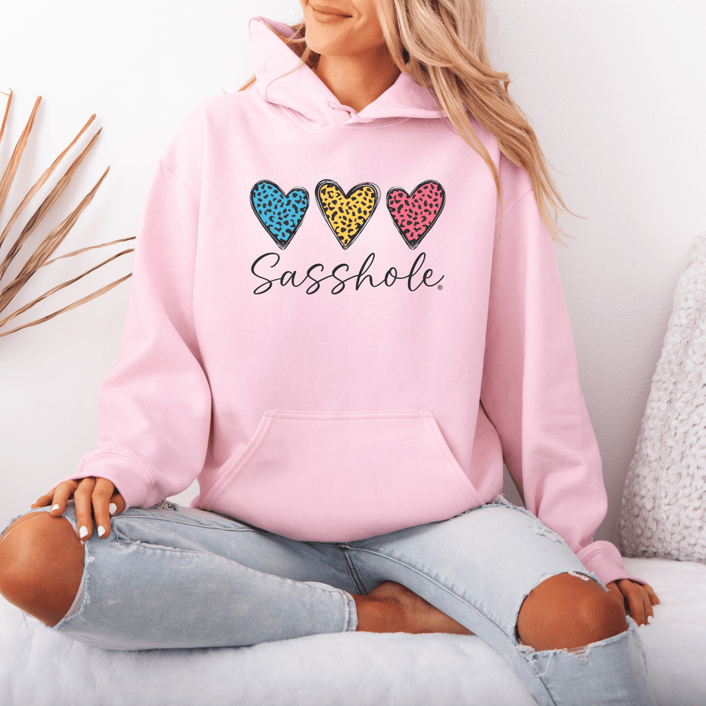 Three Hearts - One Attitude: Sasshole® Women's Hoodie - Funny Graphic Tee by Sasshole® Clothing