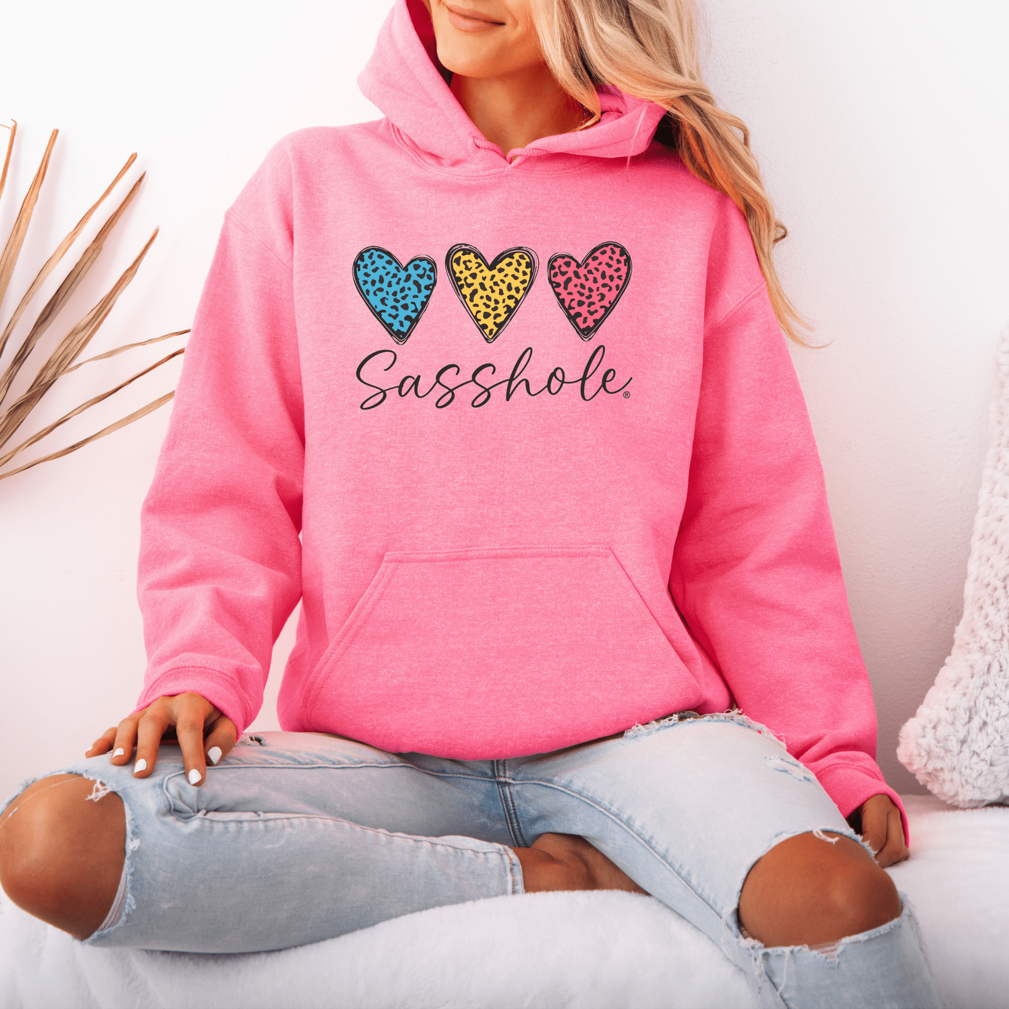 Image of Three Hearts - One Attitude: Sasshole® Women's Hoodie - Funny Graphic Tee by Sasshole® Clothing