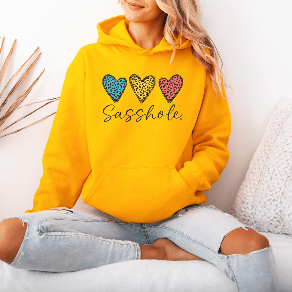 Three Hearts - One Attitude: Sasshole® Women's Hoodie - Funny Graphic Tee by Sasshole® Clothing