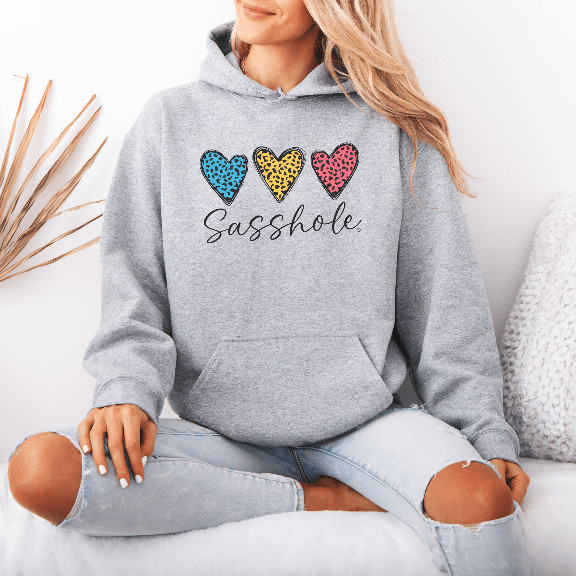 Three Hearts - One Attitude: Sasshole® Women's Hoodie - Funny Graphic Tee by Sasshole® Clothing
