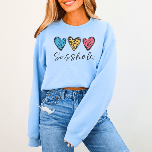 Three Hearts - One Attitude: Sasshole® Women's Sweatshirts - Funny Graphic Tee by Sasshole® Clothing
