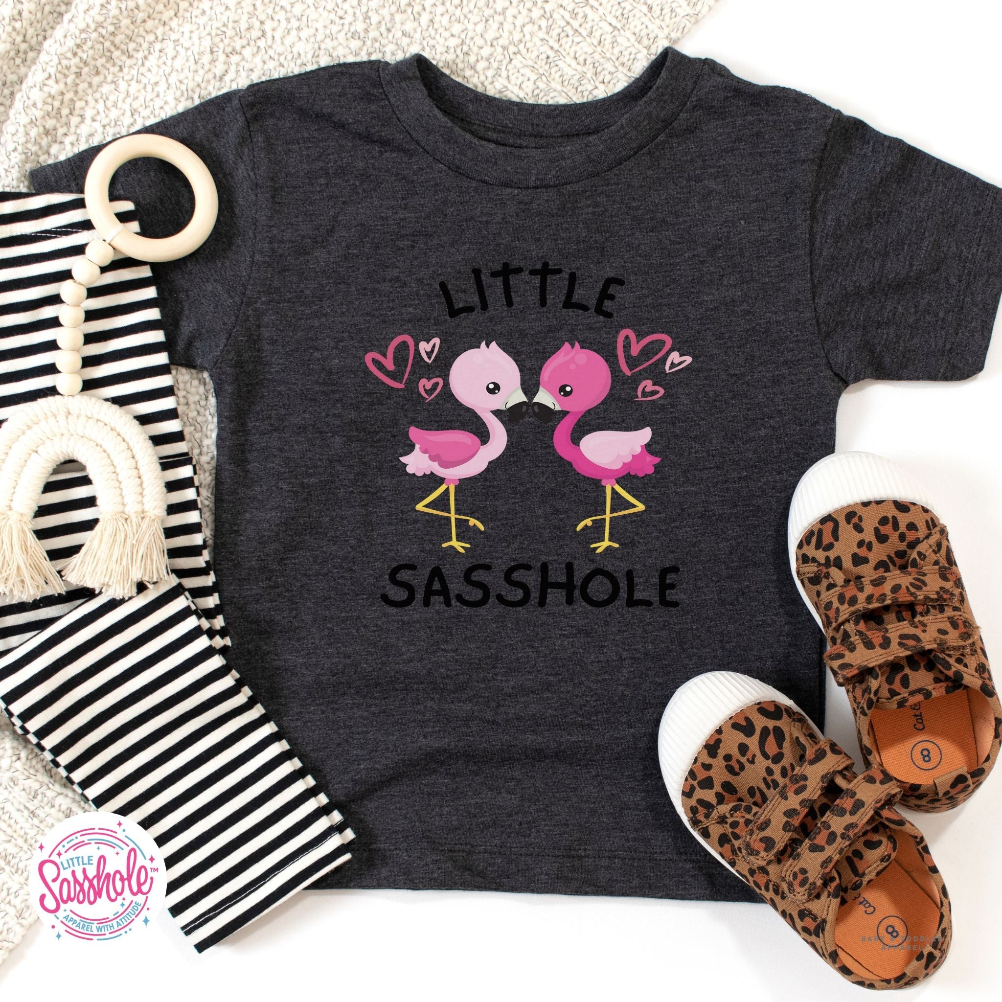 Image of Tiny Flamingo Fan: Little Sasshole™ Toddler T-shirt Delight - Funny Graphic Tee by Sasshole® Clothing
