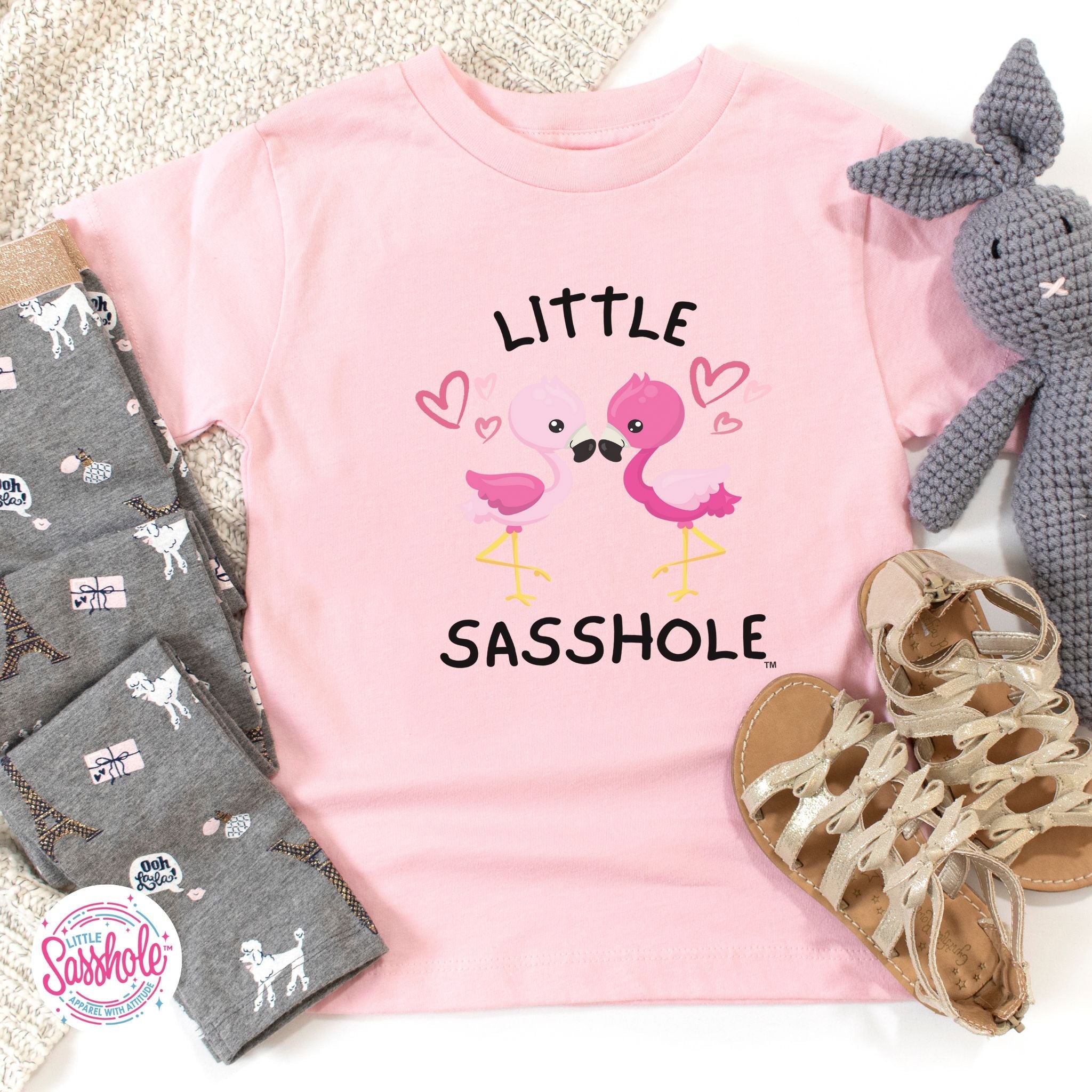 Image of Tiny Flamingo Fan: Little Sasshole™ Toddler T-shirt Delight - Funny Graphic Tee by Sasshole® Clothing