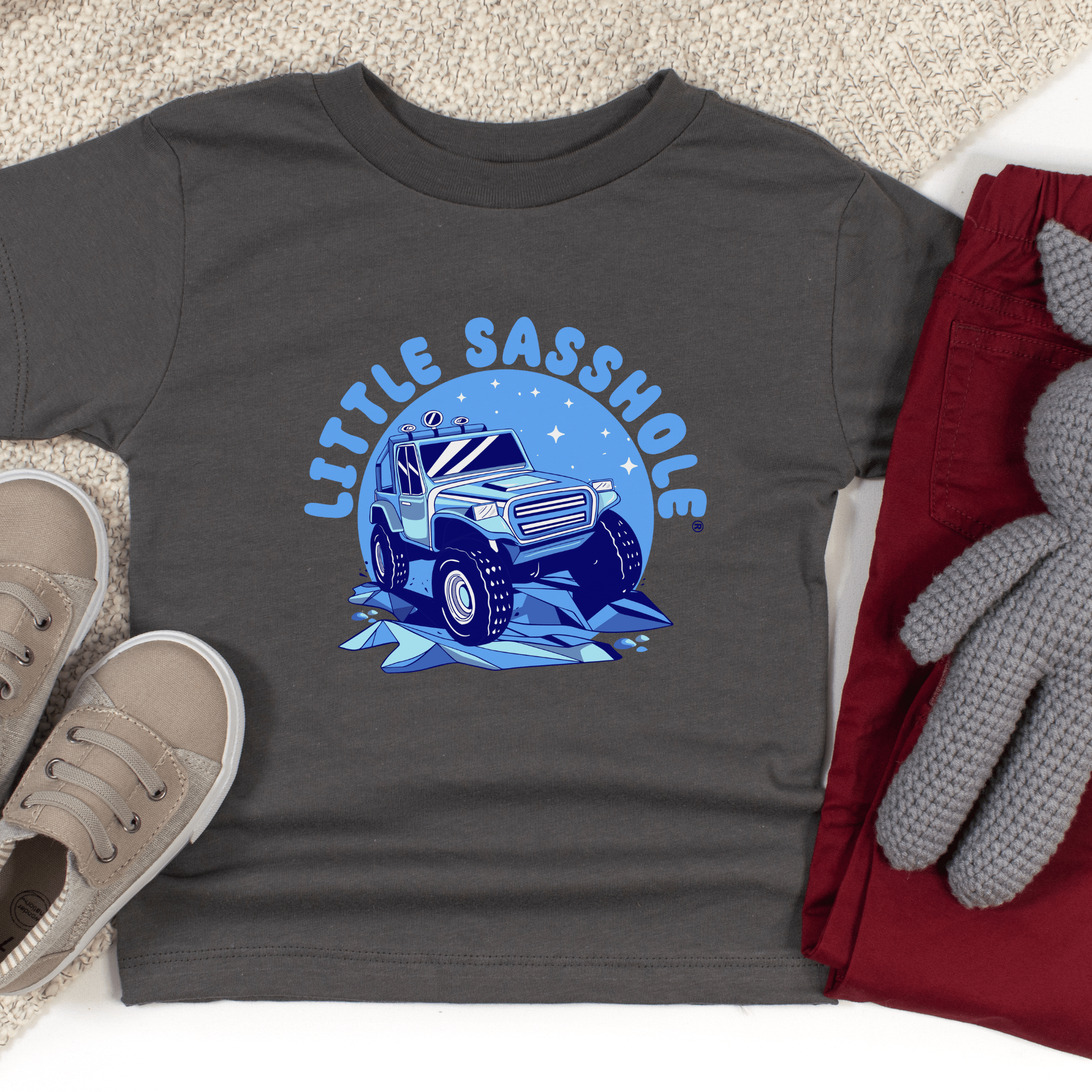 Image of Truckloads of Sass: Little Sasshole™ Toddler Boy's Short Sleeve Tee - Funny Graphic Tee by Sasshole® Clothing