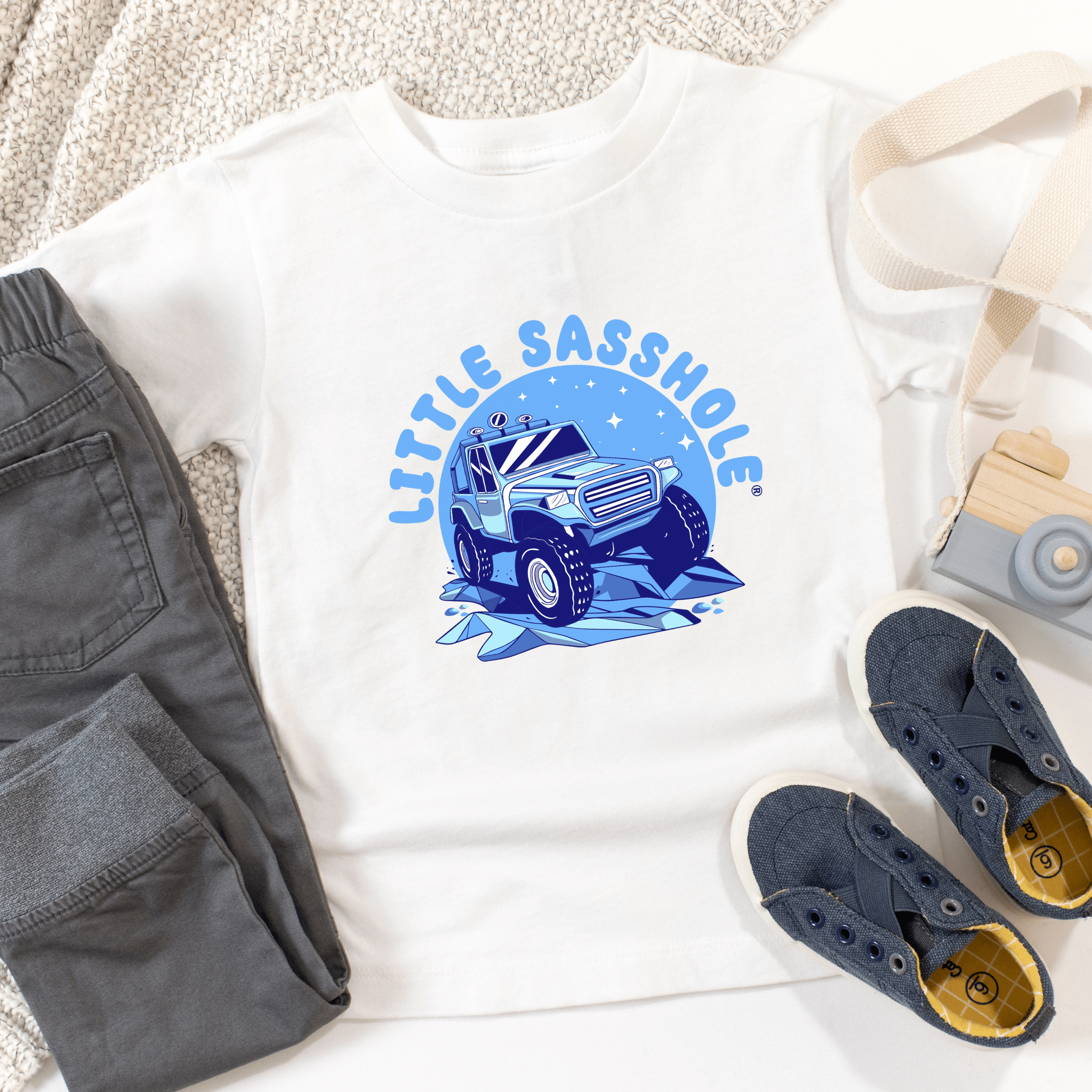 Image of Truckloads of Sass: Little Sasshole™ Toddler Boy's Short Sleeve Tee - Funny Graphic Tee by Sasshole® Clothing