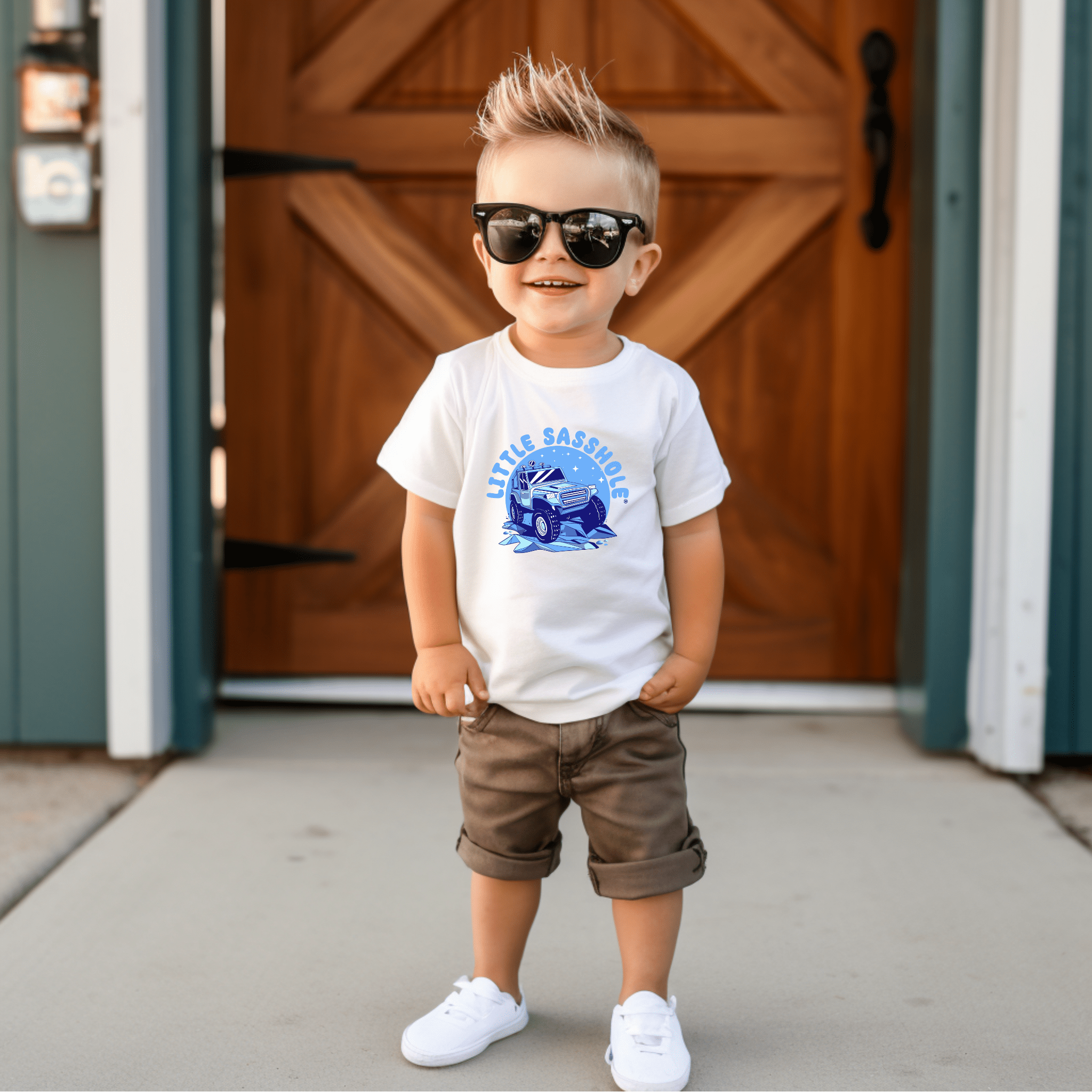 Image of Truckloads of Sass: Little Sasshole™ Toddler Boy's Short Sleeve Tee - Funny Graphic Tee by Sasshole® Clothing