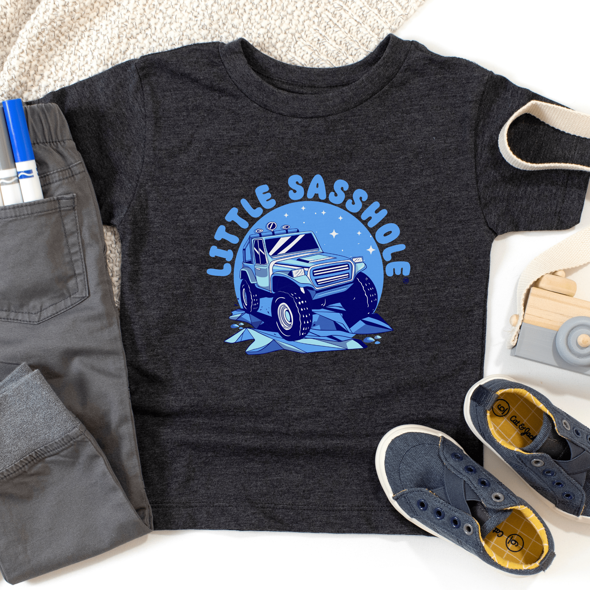 Image of Truckloads of Sass: Little Sasshole™ Toddler Boy's Short Sleeve Tee - Funny Graphic Tee by Sasshole® Clothing