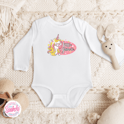 Image of Unicorn Dreams: Little Sasshole™ Baby Long Sleeve Bodysuit - Funny Graphic Tee by Sasshole® Clothing