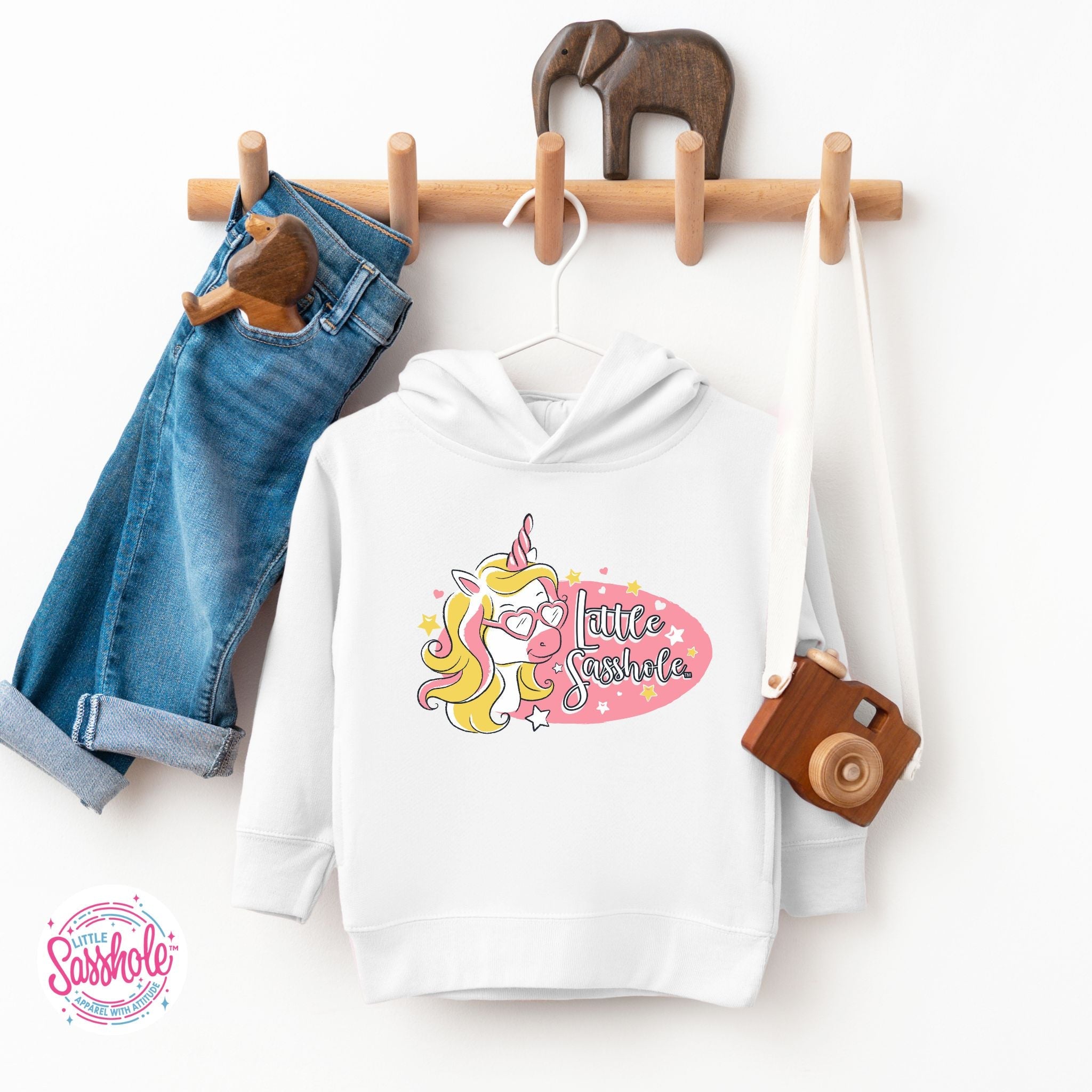 Image of Unicorn Dreams: Little Sasshole™ Toddler Girl's Hoodie - Funny Graphic Tee by Sasshole® Clothing