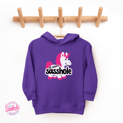 Image of Unicorn Smiles & Sass: Be Happy Sasshole® Cute Toddler Hoodies - Funny Graphic Tee by Sasshole® Clothing