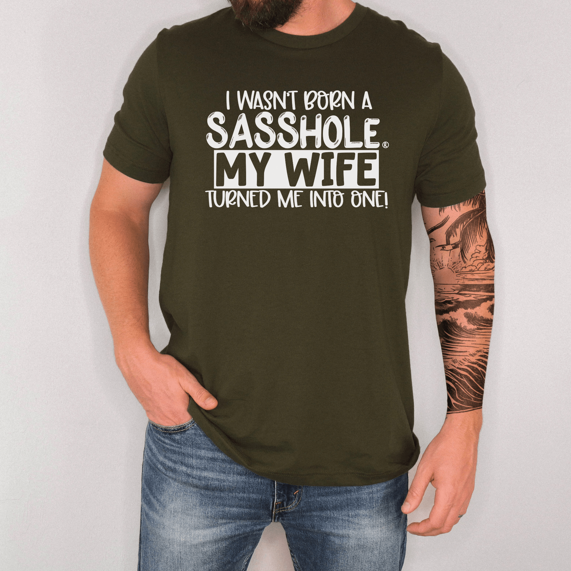 Image of Wifey Makes Me a Sasshole® Men's Graphic T-shirt - Funny Graphic Tee by Sasshole® Clothing