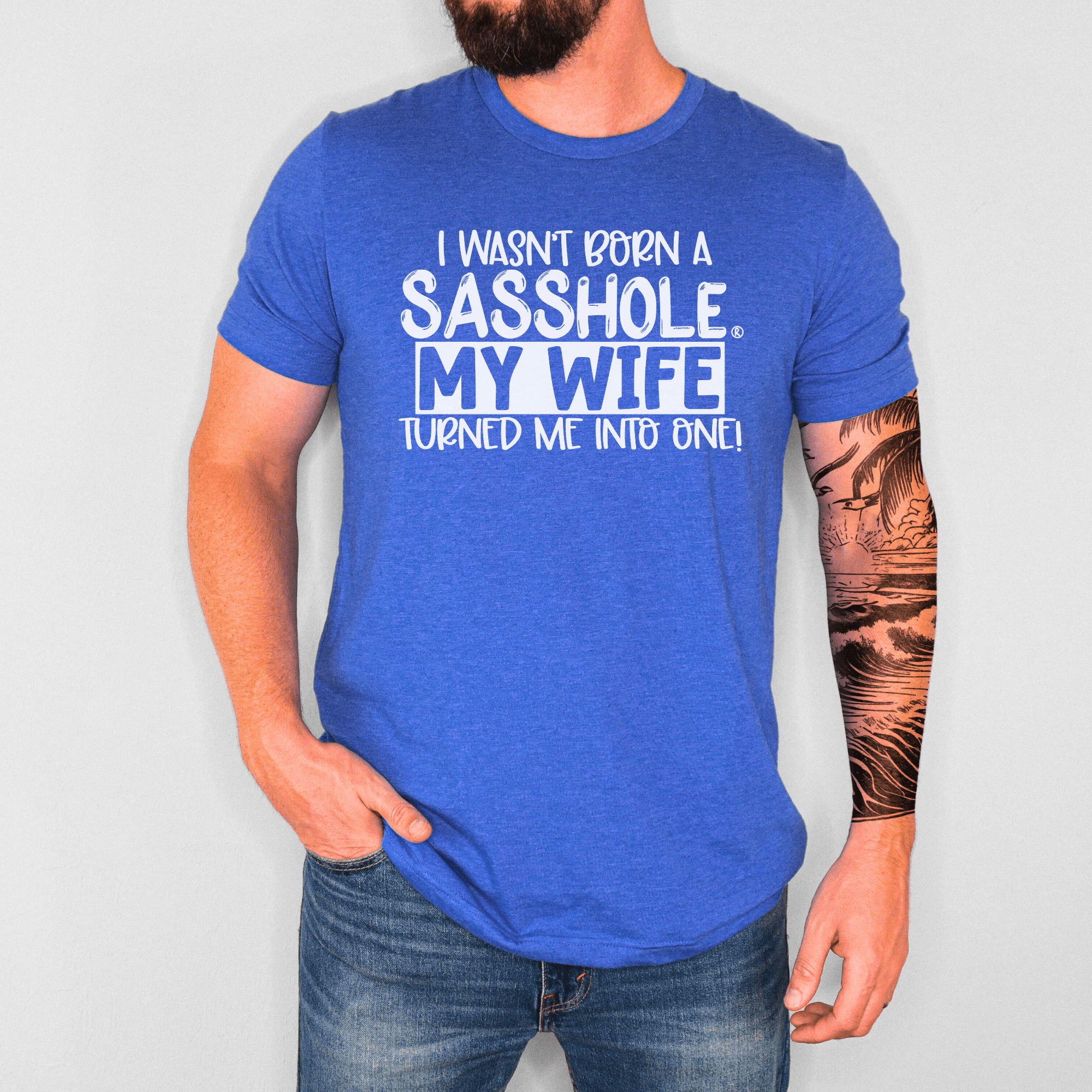 Image of Wifey Makes Me a Sasshole® Men's Graphic T-shirt - Funny Graphic Tee by Sasshole® Clothing